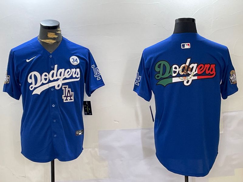 Men Los Angeles Dodgers Blank Blue Game 2024 Nike MLB Jersey style 11203